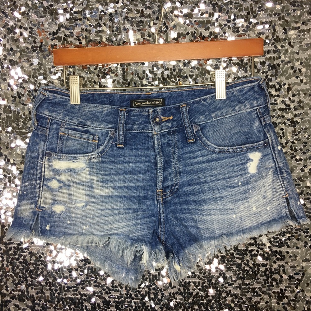 Abercrombie & Fitch faded distressed jean shorts